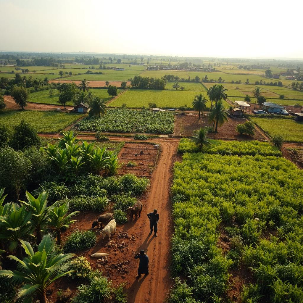 Aerial view of farmland in Igboland